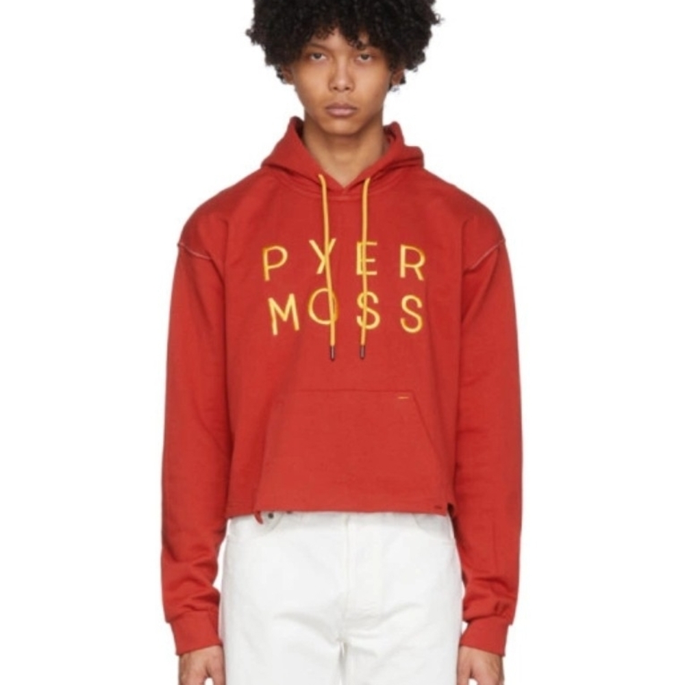 Pyer Moss Red Classic Cropped Hoodie By Pyer Moss